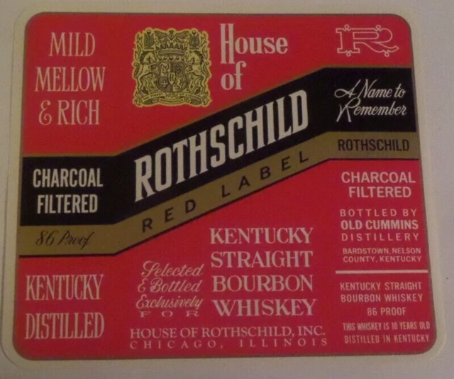 VINTAGE LABEL HOUSE of Rothschild Kentucky Bourbon Whiskey Chicago