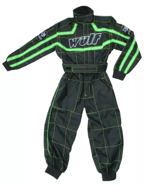 Kids Wulfsport Wulf MX Quad Motocross Overalls One Piece Black/Green T