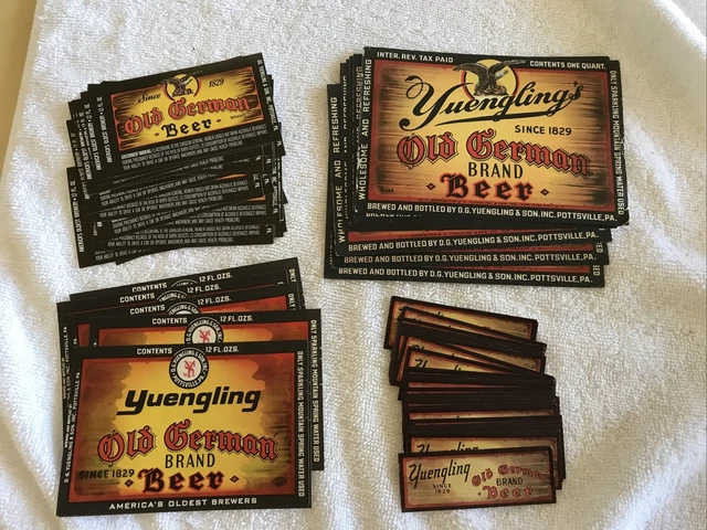 APPROXIMATELY 60 VINTAGE UNUSED 1930’s YUENGLING OLD GERMAN BEER LABELS