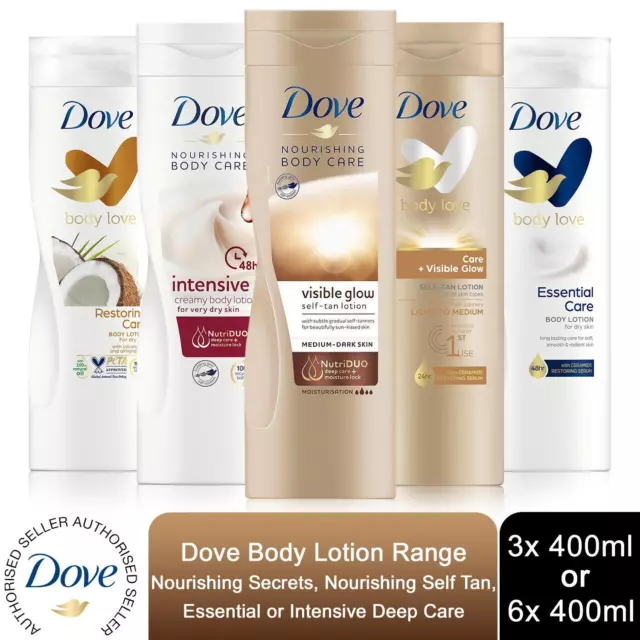 Dove Body Lotion Nourishing Secrets, Deep Care Complex or Self Tan Lotion, 400ml