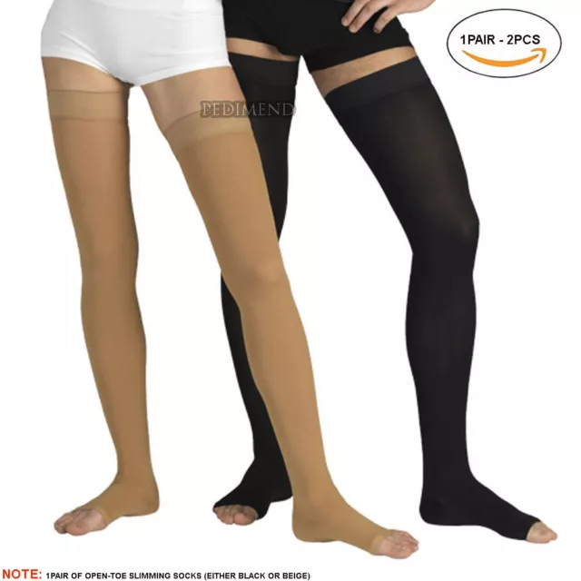 Pedimend Open Toe Compression Thigh High Socks Swelling, Varicose Vein Support