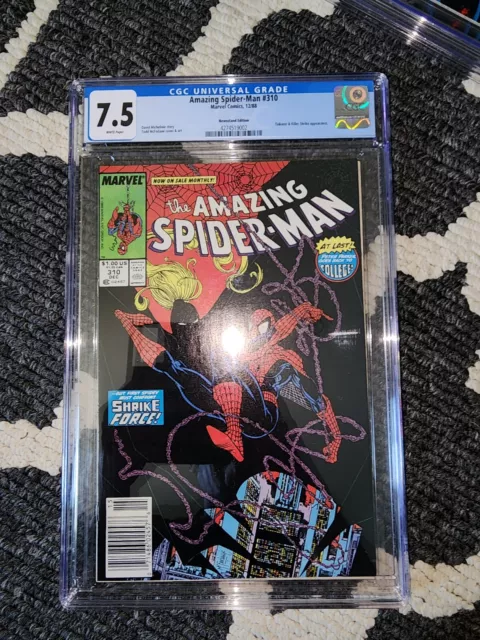 Amazing Spider-man #310 NEWSSTAND Variant CGC 7.5 White! Todd Mcfarlane Cover!