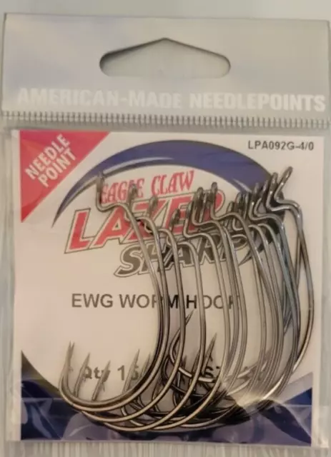 EAGLE CLAW LAZER Sharp EWG Worm Hook 15 per value pack L098G 4/0 PICK $5.99  - PicClick