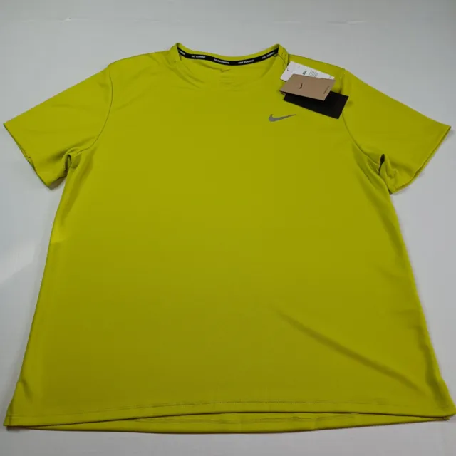 Nike Running Shirt Men's L Large Green Miler Dri-FIT UV 40+ Jogging Gym Training