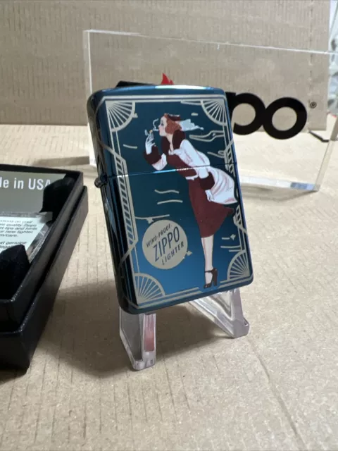 BEAUTIFUL!! Zippo Windproof Lighter HP Blue WINDY VARGA GIRL 360 New & Boxed