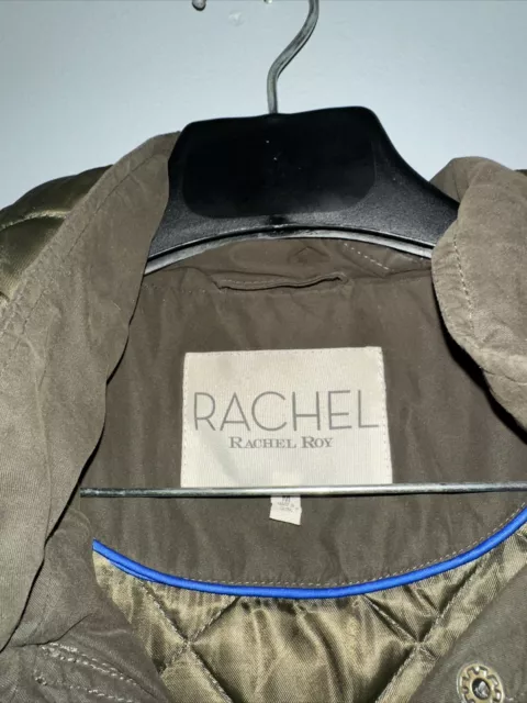 Rachel Roy Faux Fur Trim Hooded Parka Army Green Size Medium Coat 2