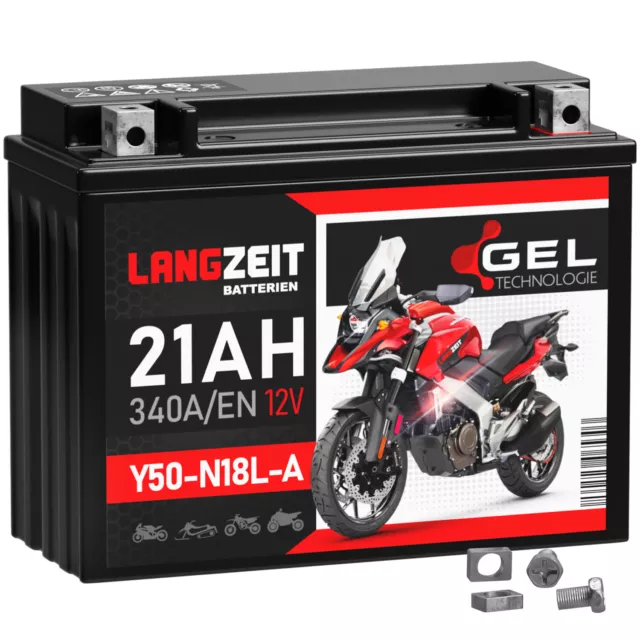 Langzeit Y50-N18L-A GEL Motorradbatterie 21Ah 12V 52012 C50-N18L-A Y50N18L-A2