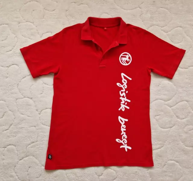 Poloshirt Kurzarm Shirt von ROSSMANN - Gr. M - Rot mit weißer Schrift  (B)