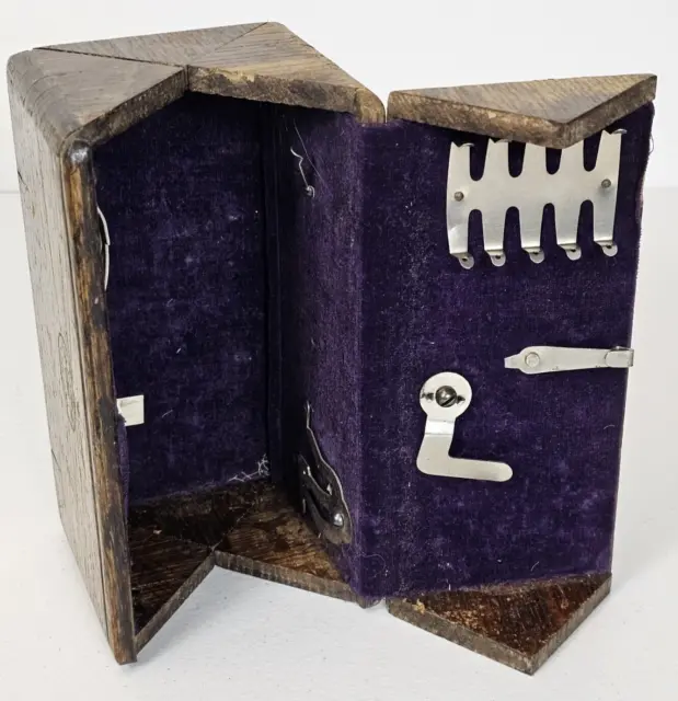 Patented 1889 Singer Sewing Machine Oak Folding Puzzle Box Incomplete Purple