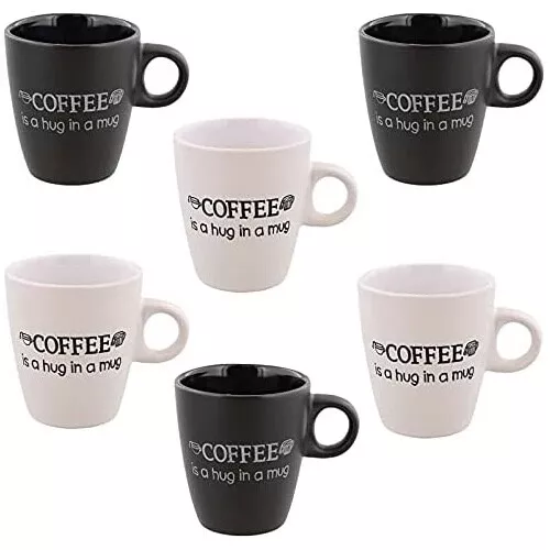 Kaffeebecher 6 Stück Coffee Tassen 200ml Hug Schwarz & Weiß Kaffee Becher Tasse