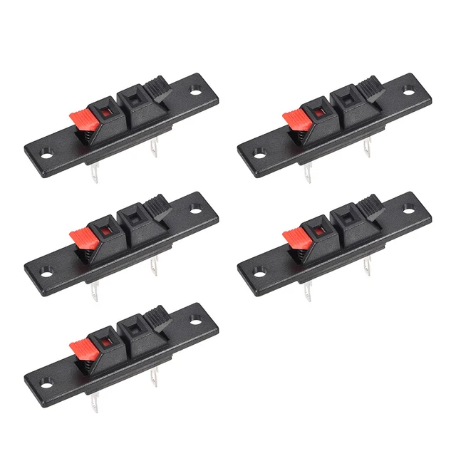 Lot De 4 Bornes De Haut-parleur à Ressort - Connexion Push-release - Dimensions 68x23 Mm, Trou 3,5 Mm - Pour Mise à Niveau Ou Customisation D'enceintes
