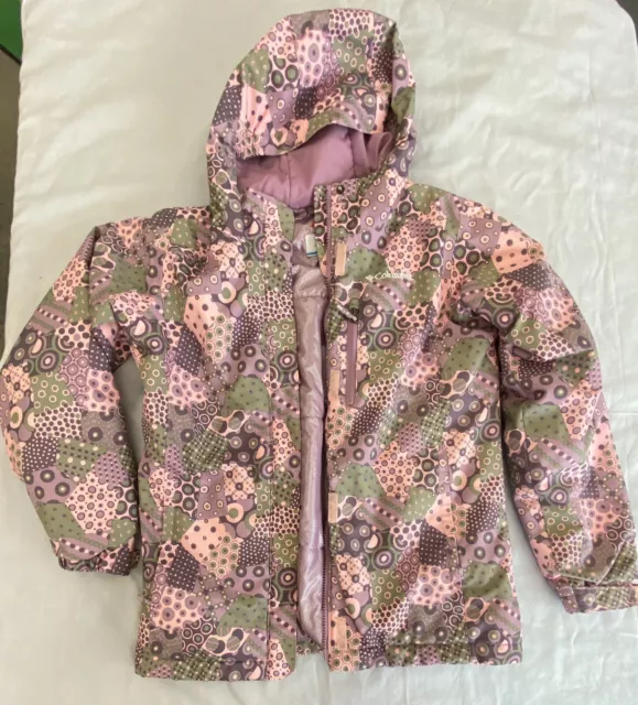 Columbia Interchange  Hooded Jacket Omni Tech Girls Small 8 Pink Geo Ski Winter