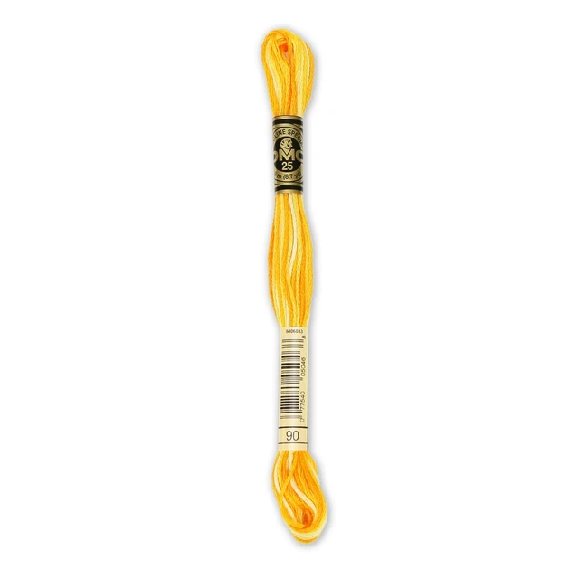 Paquete de 12 DMC 6 hilos bordado algodón 8,7 yardas amarillo variado -117-90