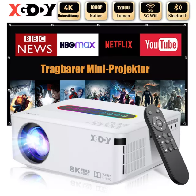 8K Mini Beamer 4K HD LED Android TV mit WLAN Bluetooth Heimkino Smart Projektor