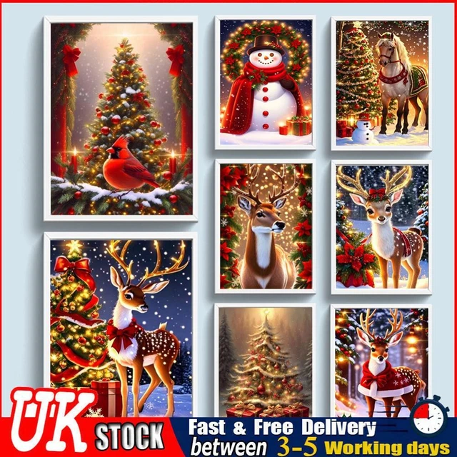UK 5D DIY Full Round Drill Diamond Painting Christmas Kit Home Decoration Art Cr