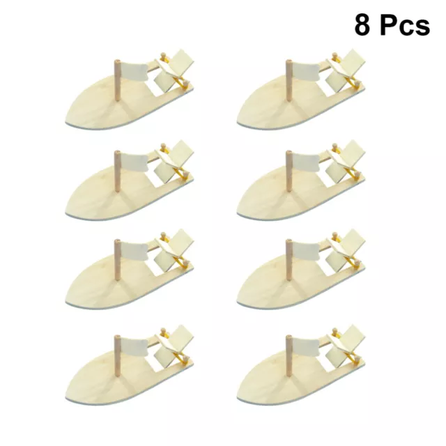 8 Pcs Creative Ornament Wooden Sailboat Decor Blank