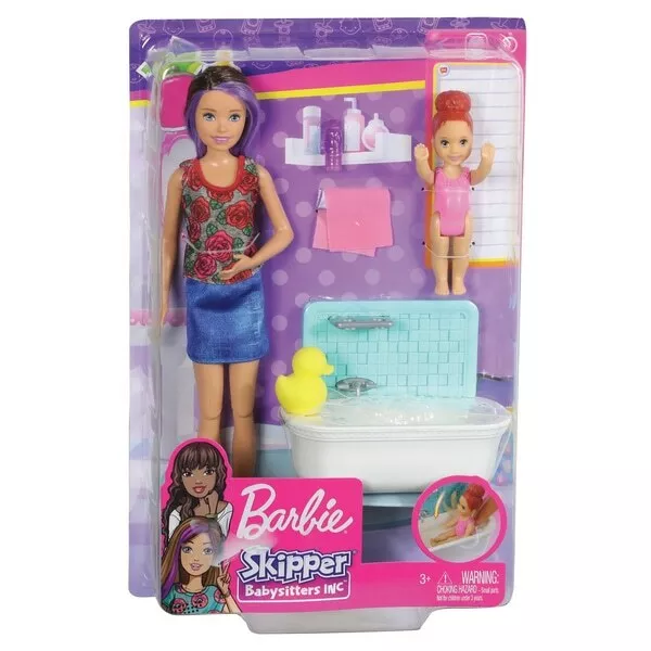 Barbie Skipper Babysitters Inc. Doll and Bath Playset Toddler Girl Toys Play