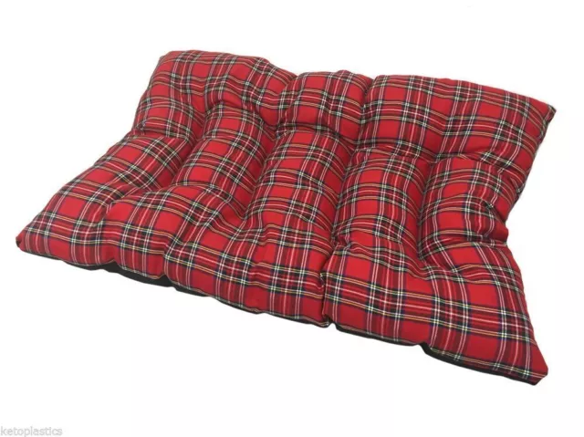 Christmas Rectangle Red Tartan Dog Cat Pet Floor Cushion Basket Pillow Fleece
