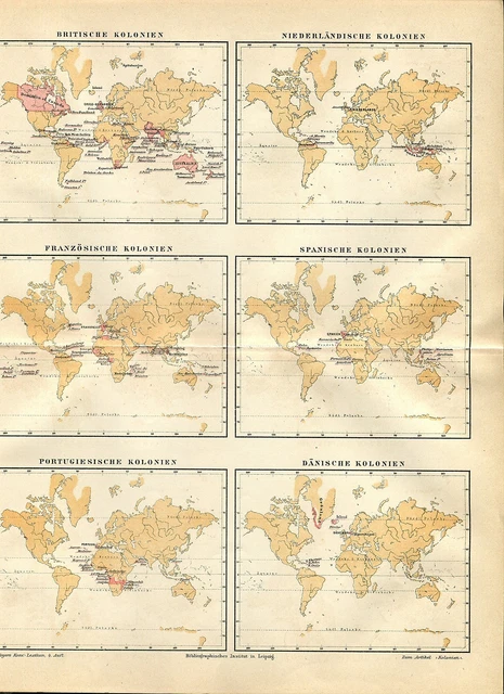 Landkarte "Europäische Kolonien" -  Von 1895    (J-BE2)