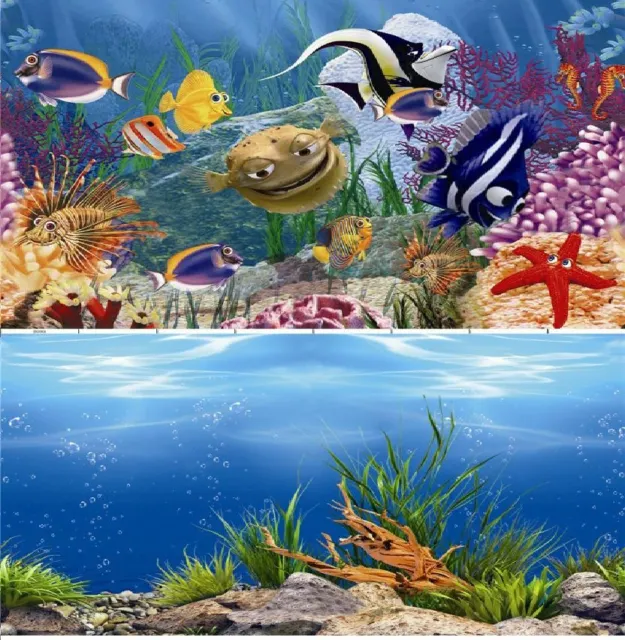 Aquarium Fish Tank Background 2 Sides + Adhesive - 2 to 10 FT Lengths