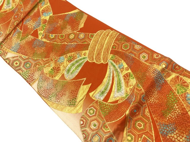 6360946: Japanese Kimono / Antique Fukuro Obi / Woven Noshi