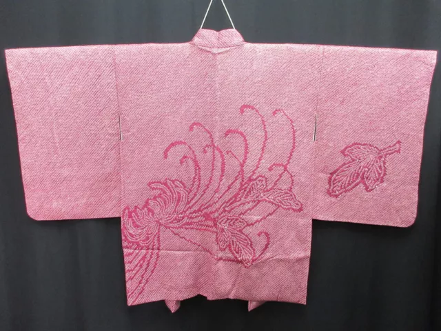 8100A2 Silk Vintage Japanese Kimono Haori Jacket Full Shibori Chrysanthemum