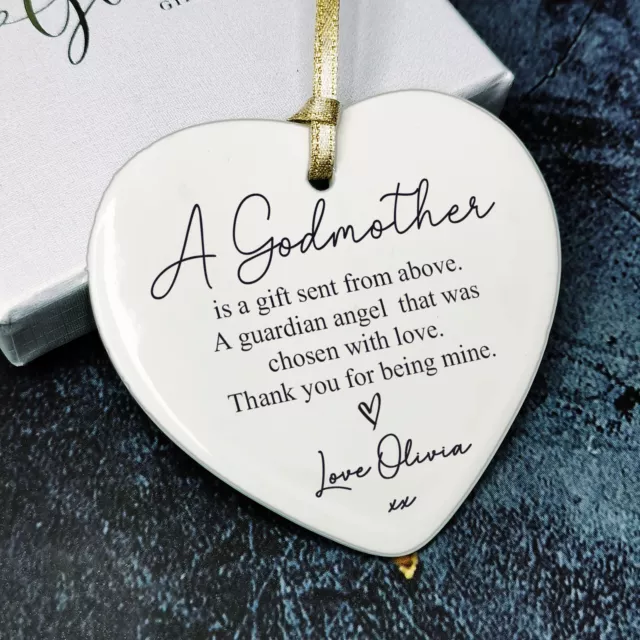 Thank You Gift for Godmother / Godfather  / Godparent Personalised Heart Plaque