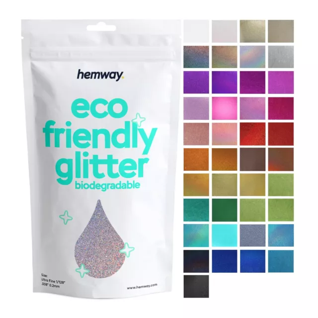 Hemway Eco Friendly Glitter Biodegradable Cosmetic Safe & Craft - 1/128" - 100g