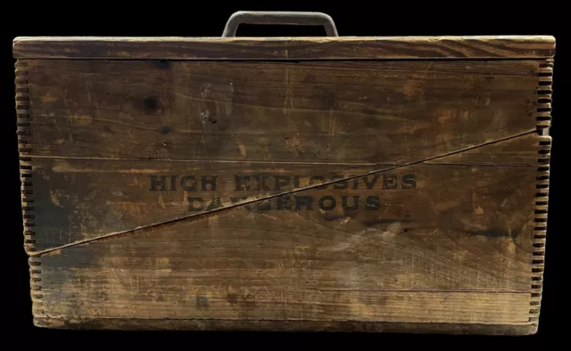 Antique Trojan Powder Co. Wood Explosive Dynamite Powder Box Crate Allentown, PA