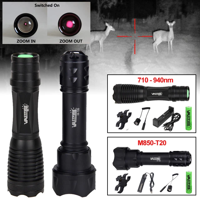 IR 850/940NM TORCH Night Vision Infrared Light Hunting LED Zoomable