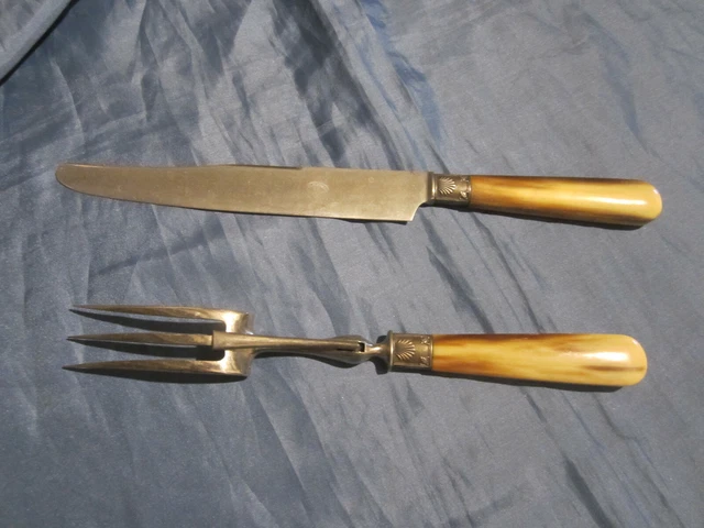 ANCIENS COUVERTS DE service à découper en argent poinçon minerve 2 pieces/6827V5 EUR 45,00