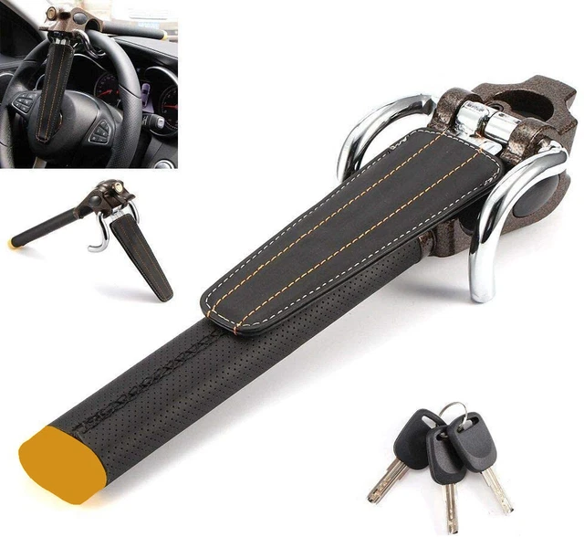 Foldable Vehicle Car Airbag Steering Wheel Security Lock Anti Theft With 3 Keys