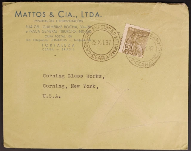 Mayfairstamps Brazil 1937 Ceara to Coring NY Mattos & Cia Advertising cover aag_