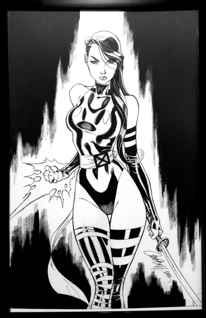 X-Men '92 #1 Psylocke J. Scott Campbell 11x17 FRAMED Original Art Poster Marvel