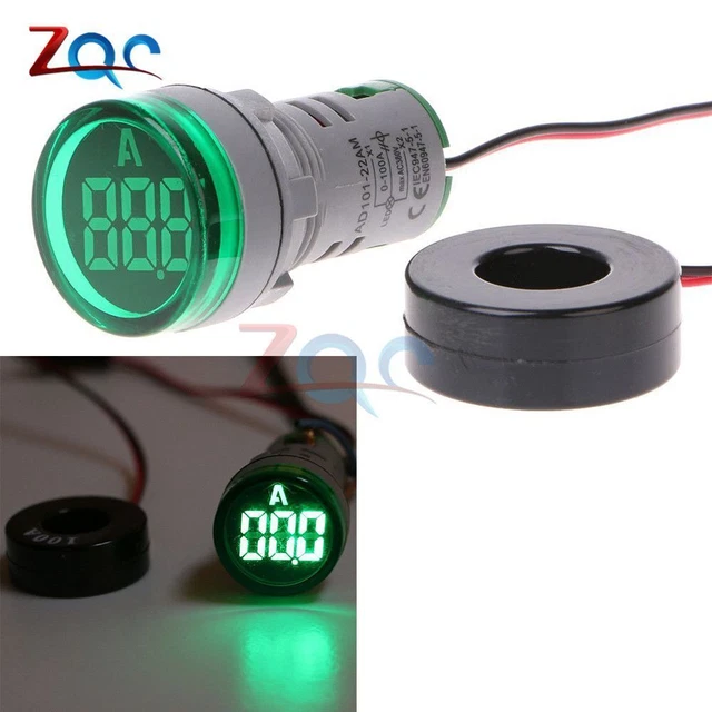 0-100a 22mm Digital Display Ammeter Ampermeter Monitor Current Indicator Signal