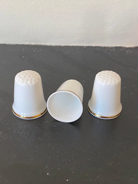 English White Bone China Thimbles Gilded Made In The Potteries 1000