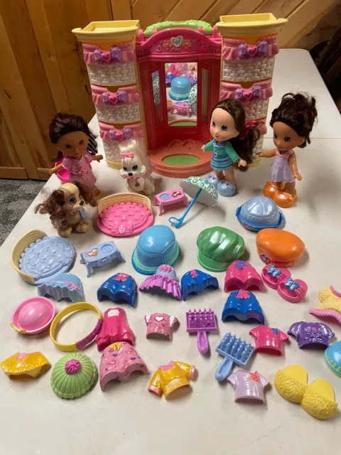 Fisher Price Vintage Snap N Style  Mega Lot W Light Up Closet 3 Dolls 2 Dogs
