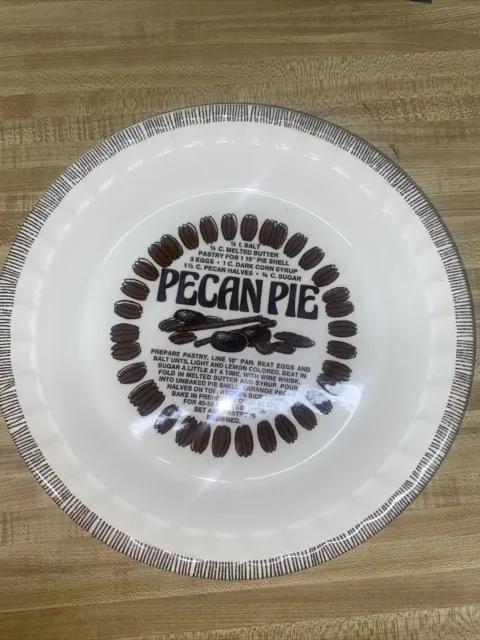 Royal China Jeannette Pecan Pie Baking Dish Plate Printed Baker Recipe USA 11”