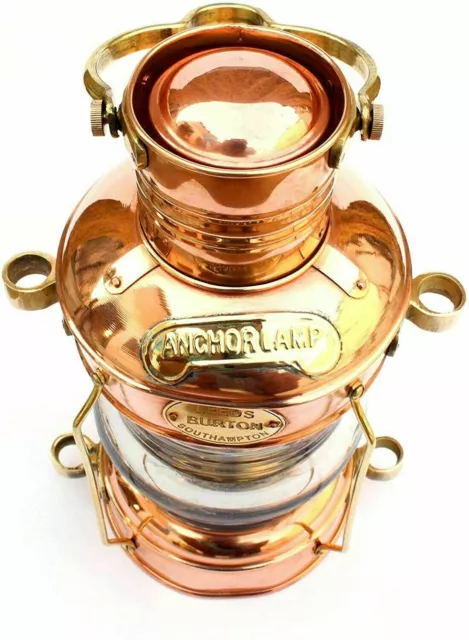 Vintage Anker Öl Lampe Nautisch Maritim Schiff Laterne Messing & Kupfer Boot