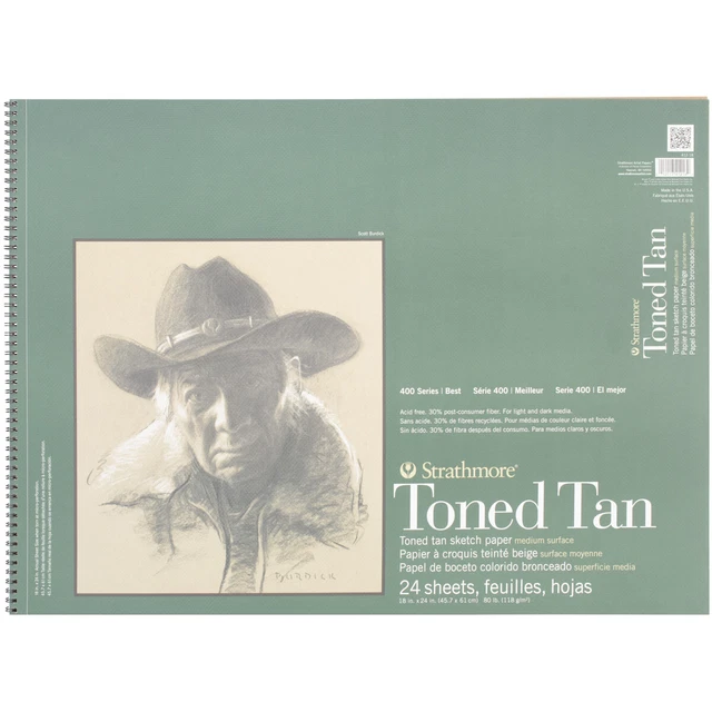 Almohadilla de papel en espiral para bocetos tonificados Strathmore 18""X24"" - 24 hojas bronceadas -412180