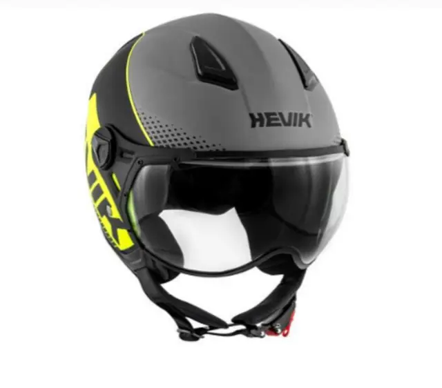 Casco Jet Hv28 Nautilus Nero Grigio Giallo Hevik Tg Xs Ultimo Pezzo!!!!!!