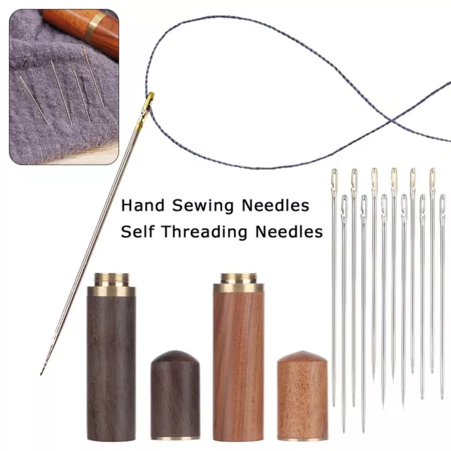 Needles Self Threading Needles Embroidery Sewing Tools Wooden Needle Case
