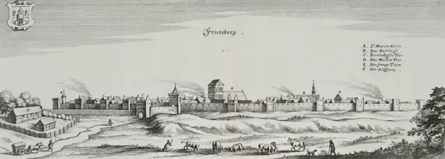 FRIEDEBERG - Vogelschau - Matthäus Merian - Kupferstich 1652