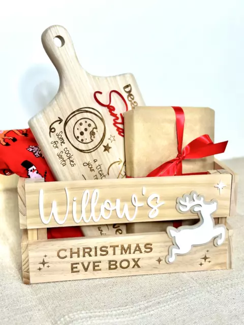 Christmas Eve Personalised Crate Box Reindeer