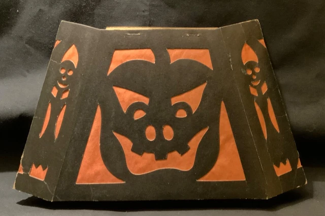 Rare! Vintage Beistle Halloween Diecut Lantern - Dual-Sided W/Expressions