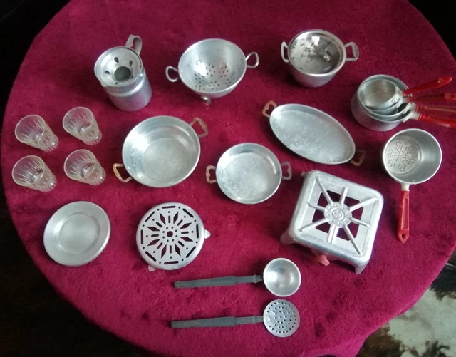 Support à Ustensiles avec Louche et Écumoire dinette ancienne en alu