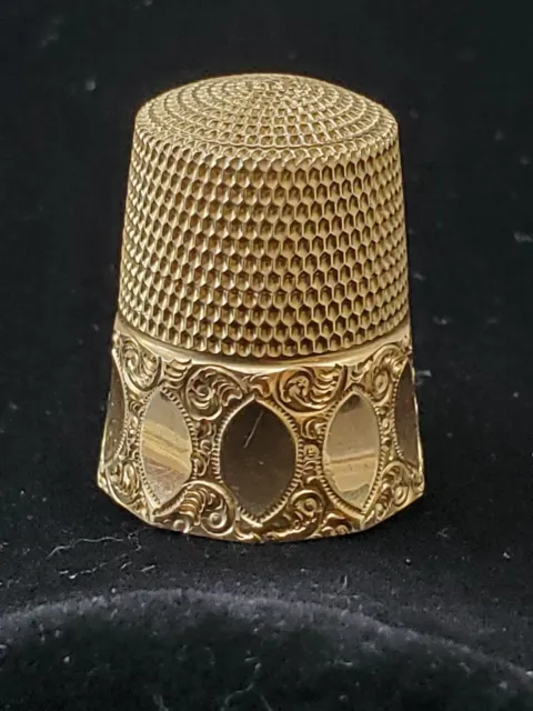 Antique Simons Bros Marked Yellow Gold Thimble Size 10 Tests As 14K 4.1 Grams