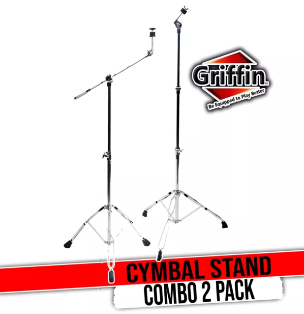 Cymbal Boom Stand & Straight Cymbal Stand Combo (Pack of 2) by GRIFFIN