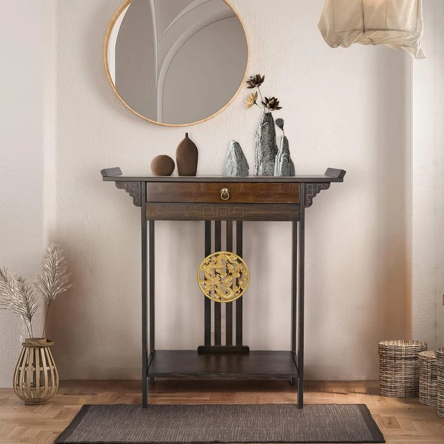 Table Console Bois Massif 120x70x40 cm Table De Couloir Table De Bureau