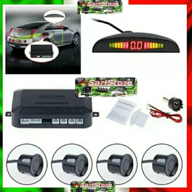 Kit 4 Sensori Di Parcheggio Acustici Con Display Led Cruscotto Centralina